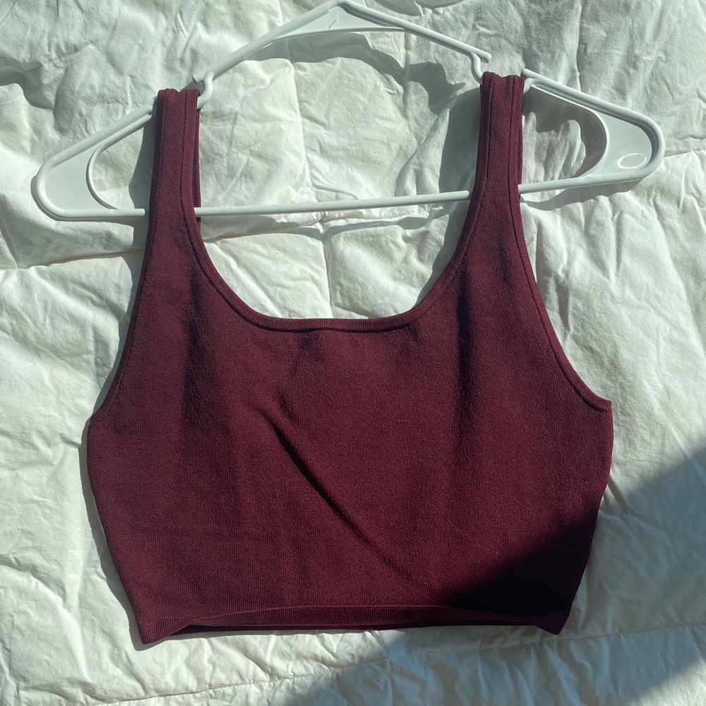Babaton Deep Red Square Neck Top